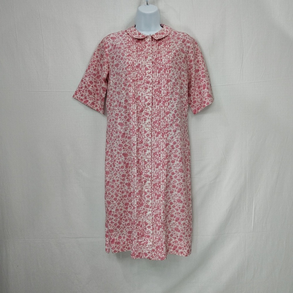Vintage 70's Country Miss Girls Red Floral Pintucked Short Sleeve Nightgown 12